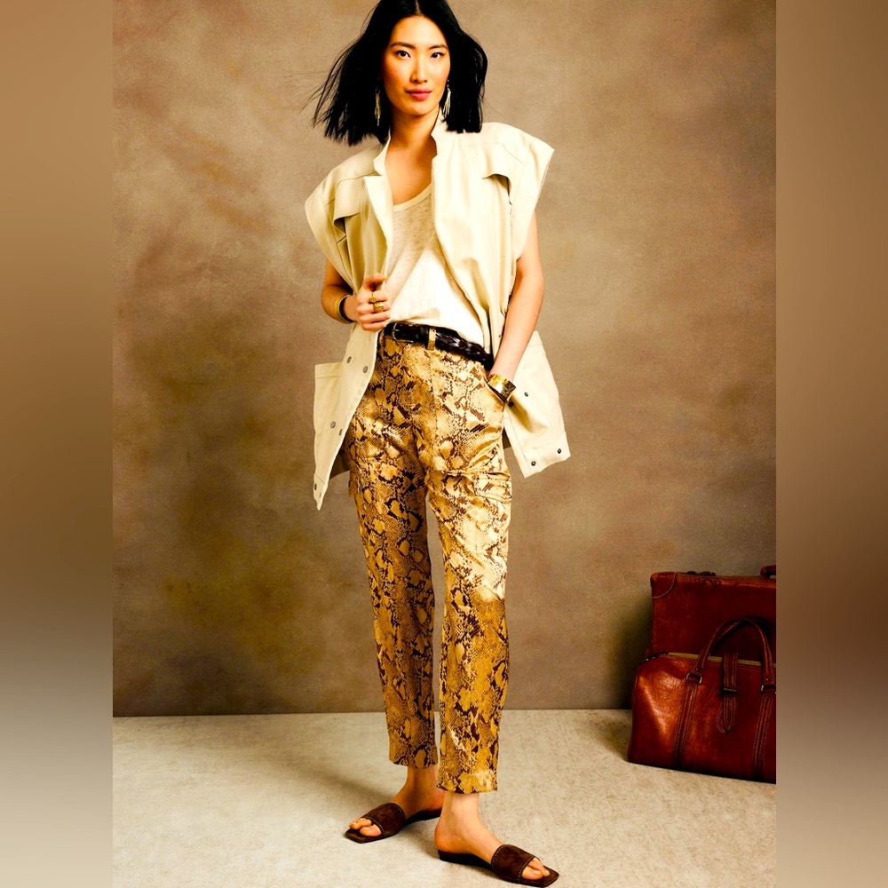 NWT Never Worn! Exotic Luxe Silk Allure Cargo Pants in Python Print! Never Worn!